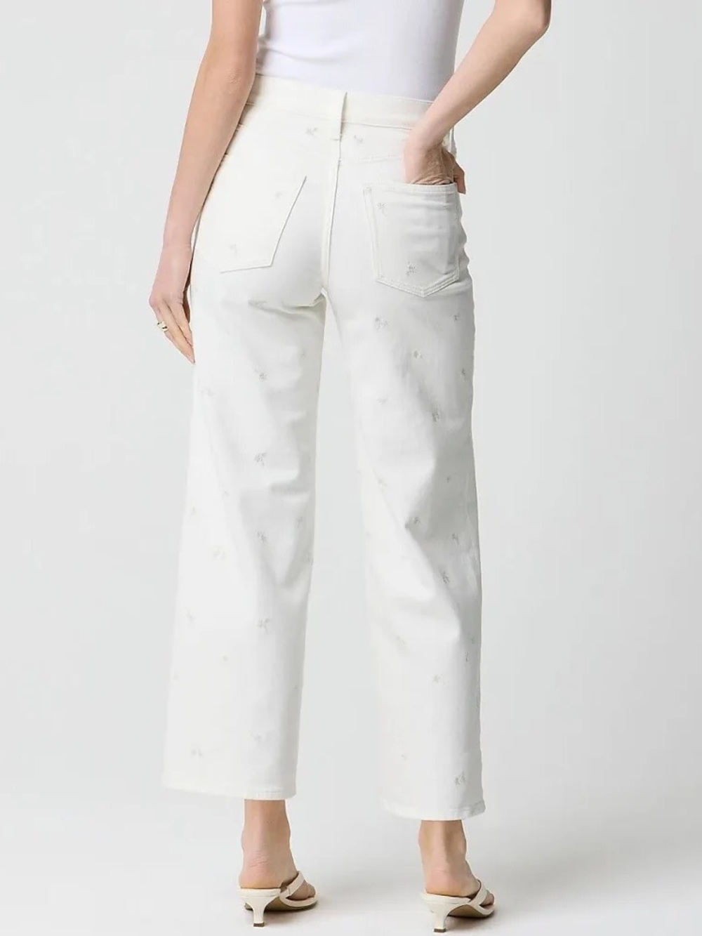 J. Crew wide leg embroidered cropped jeans - Picture 2 of 6